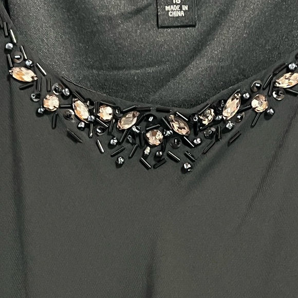 SLNY Black Beaded Detail Chiffon Dress Size 18 - Picture 4 of 9